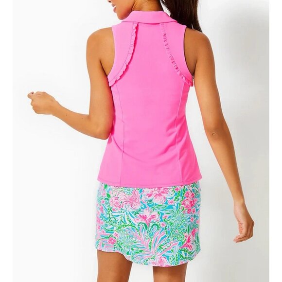 LILLY PULITZER SIZE XXS LUXLETIC MARTINA POLO TOP *HAVANA PINK* UPF 50+ - Picture 3 of 13